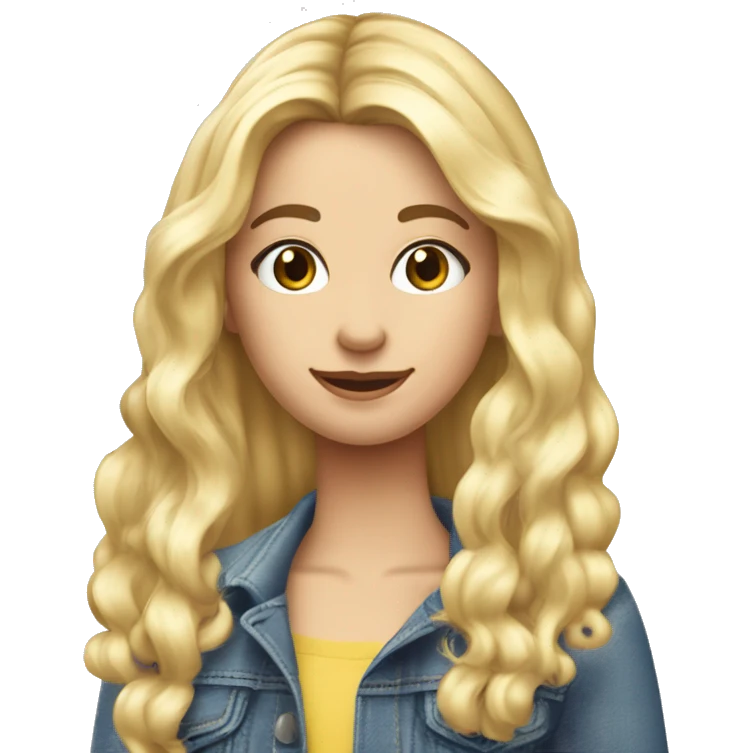 Jeune fille cheveux très long blonde platine amoureuse fait ses ongles  emoji