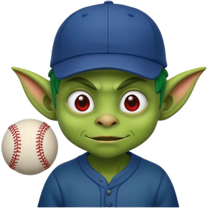 Goblin wearing baseball cap emoji
