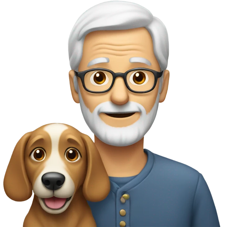 Old man praising a dog with glasses  emoji