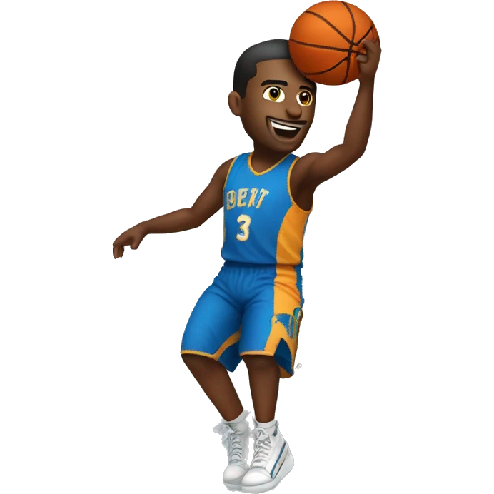 Basketball player with ball about to dunk emoji