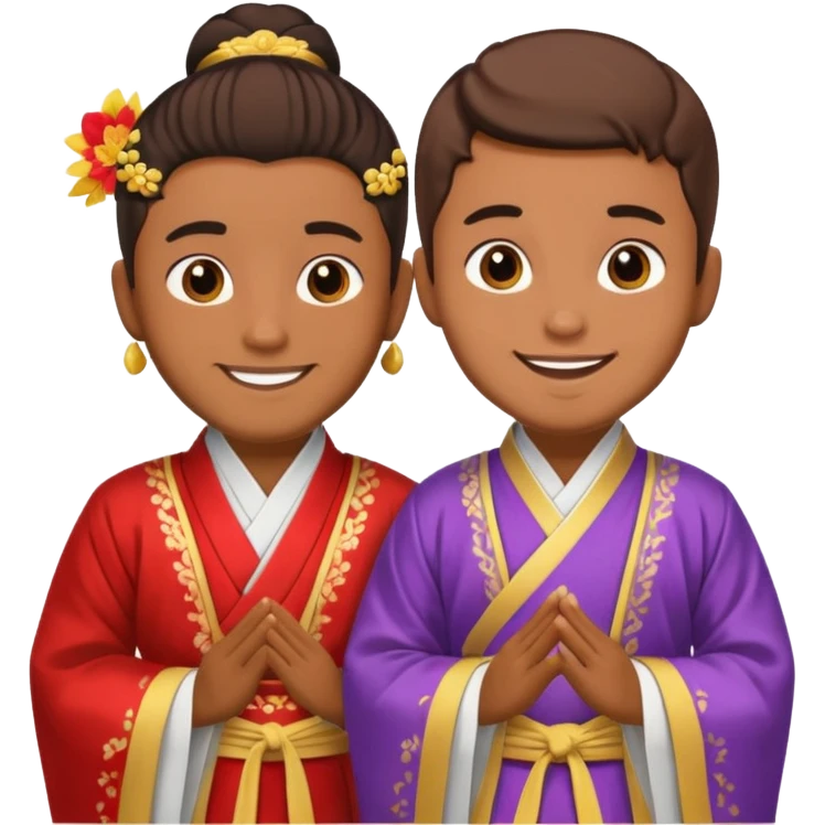 gay happy brown skin couple in hanfu emoji