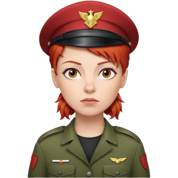 Female Soldier red hair without cat emoji