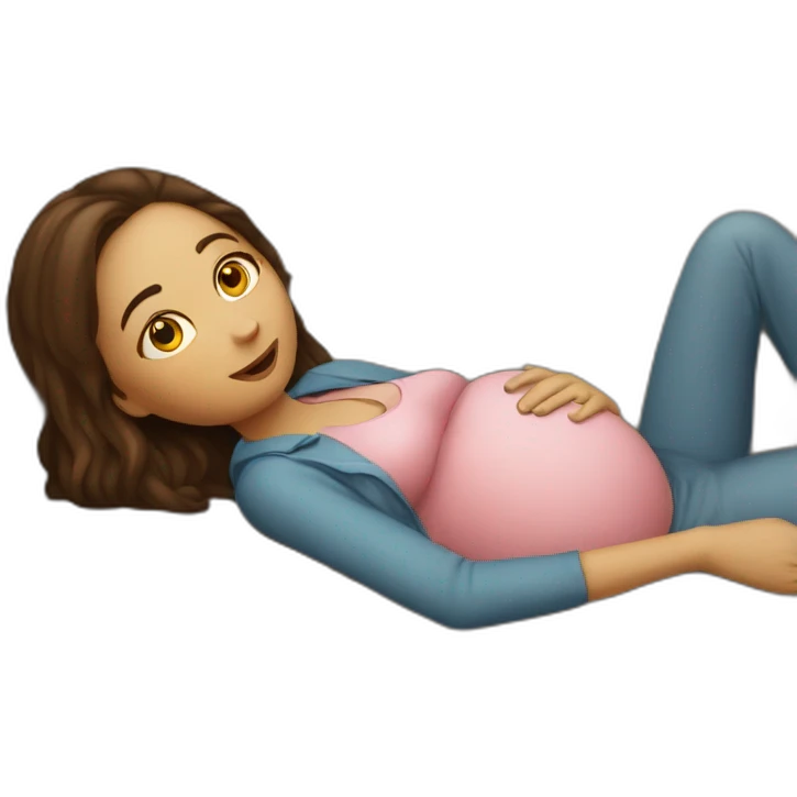 pregnant girl lying on the couch with her cat waiting for McDonald's. emoji
