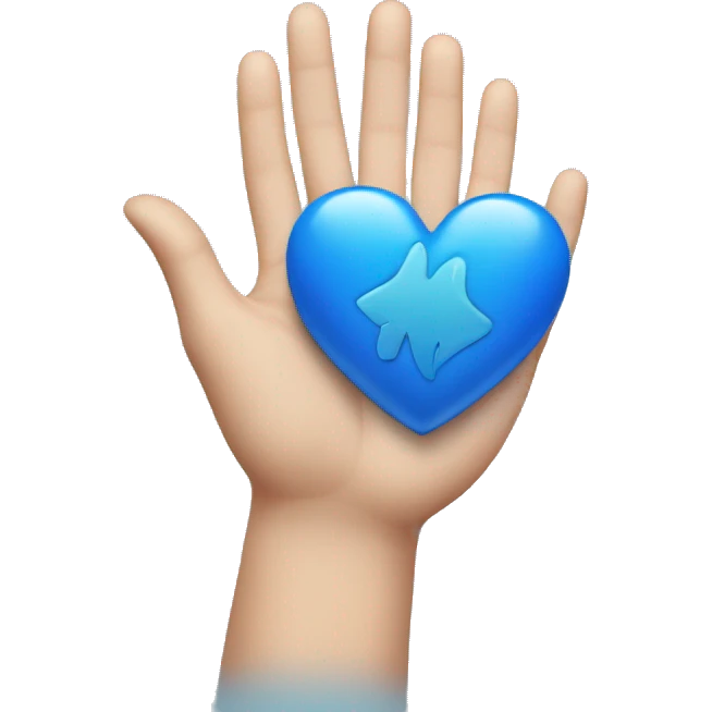 Blue heart in palm emoji