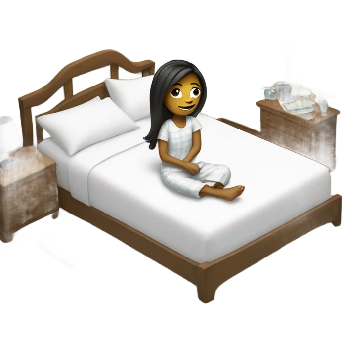 A clean girl getting ready for bed in her fresh sheets emoji