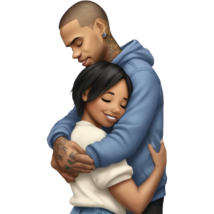 Hyper Realistic Chris Brown hugging Karruche Tran emoji