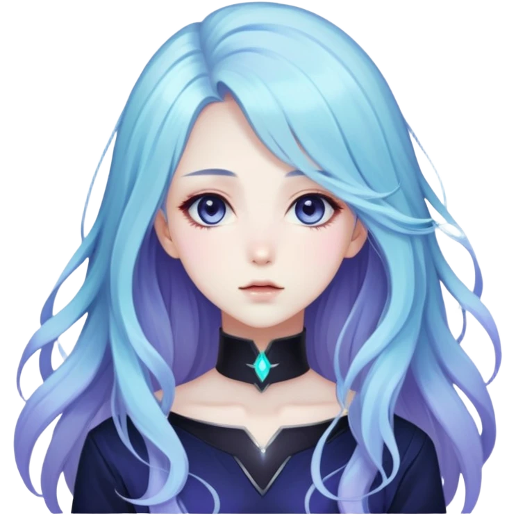 Beautiful gorgeous anime lady with long beautiful nebula hair, fashio aesthetic  emoji