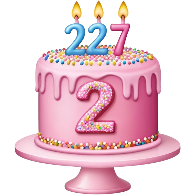 Pink birthday cake with a 27 on it  emoji