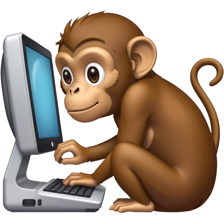 monkey browsing on CRT computer emoji