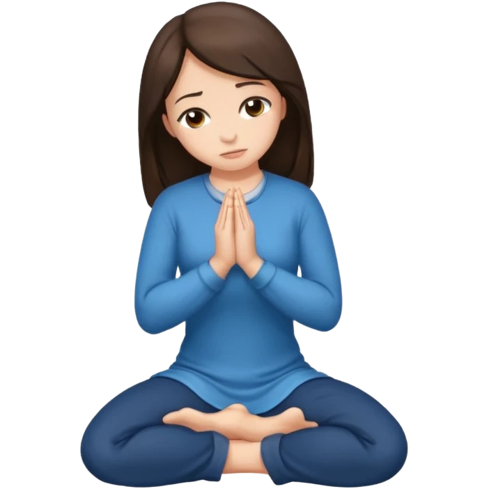 Brunette on knees praying emoji