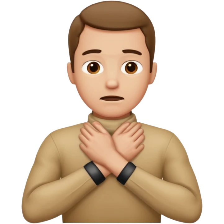 man choking himself emote both hands around neck arms crosse emoji