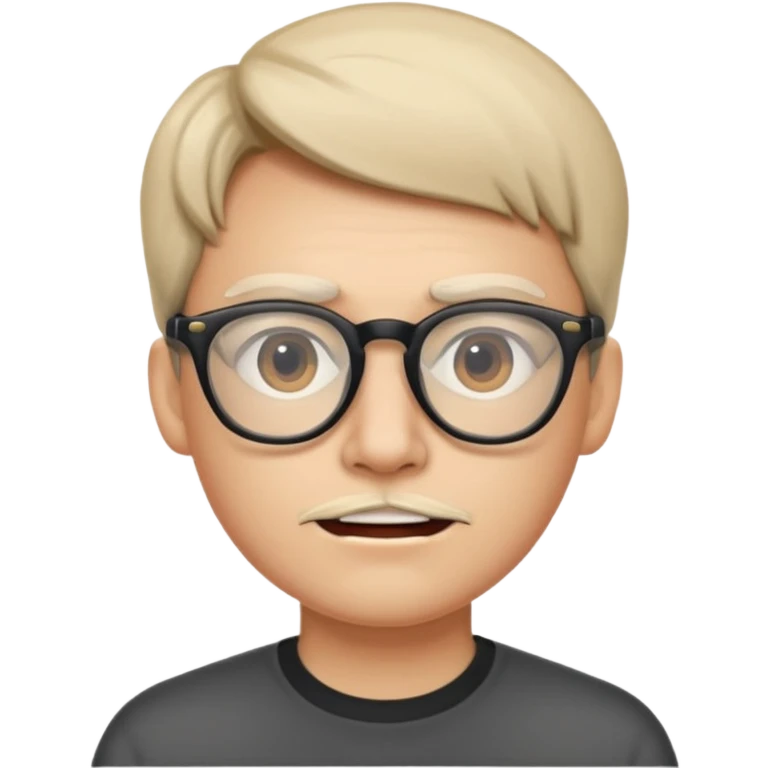 Mute Face but with a wide jaw and wearing glasses emoji
