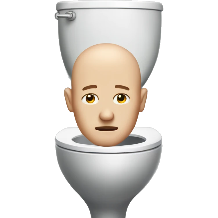 bald persons head coming out of a toilet emoji