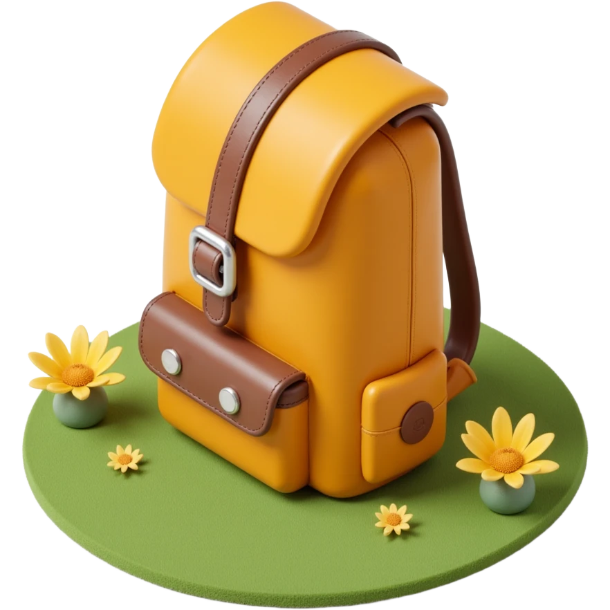 mustard-colored hiking backpack emoji