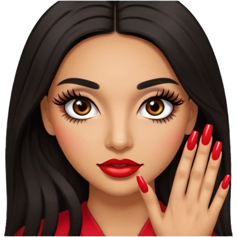 Baddie Latina emoji with fake lashes and nails emoji