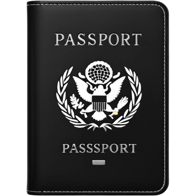 black passport with minimal silver details emoji