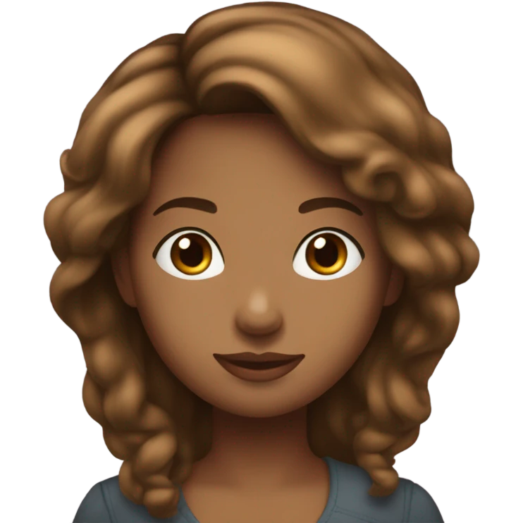 Fille cheveux mi long brune peau blanche hevex e eux marons emoji
