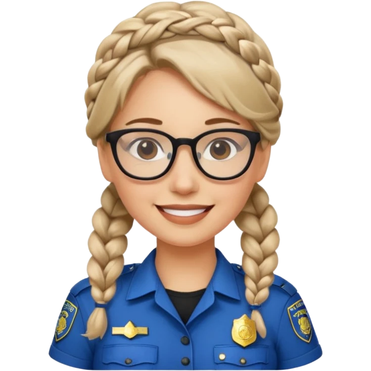 happy woman police with braided hair wearing glasses  emoji