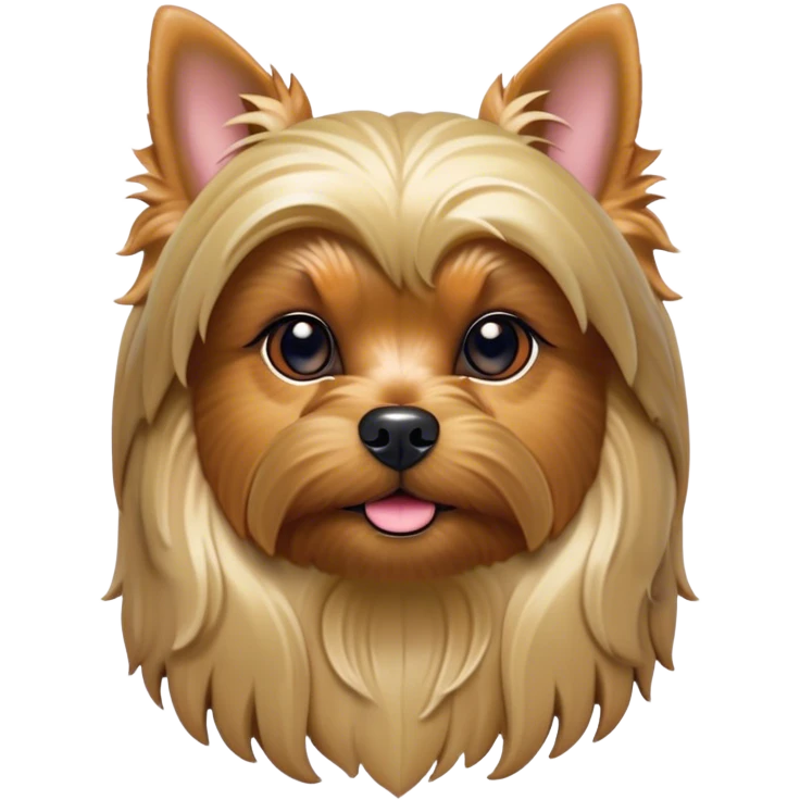 Cinematic Noble Yorkshire Terrier Portrait Emoji, Exuding refined charm and dignified poise, with a lustrous, silky fur in rich, deep hues, alert eyes and a confident expression, simplified yet exquisitely detailed, glowing with a soft, aristocratic radiance, high shine, embodying intelligent grace and classic elegance, soft glowing outline, capturing the essence of a regal Yorkshire Terrier ready to rule the screen with effortless sophistication! emoji