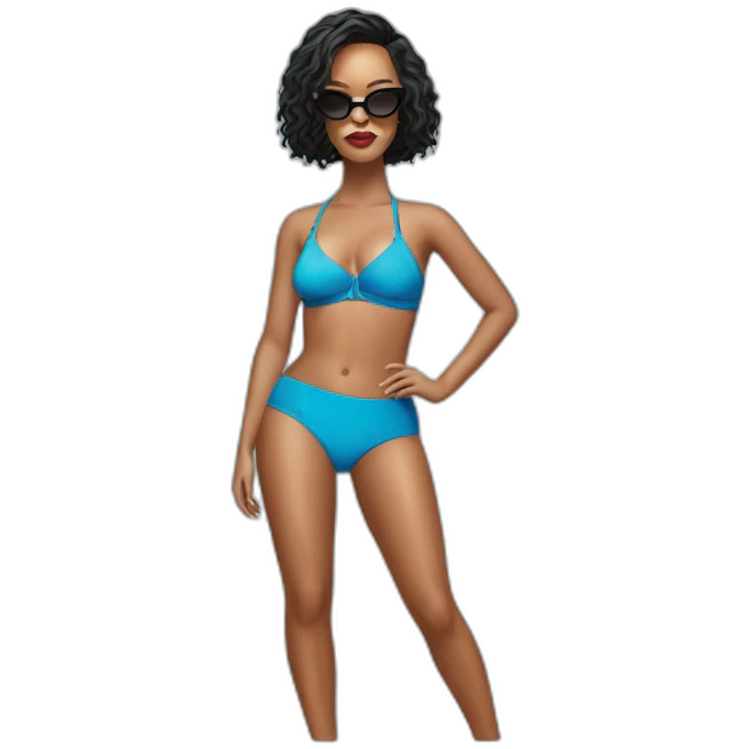 rihanna wearing a swimming trunks hyperrealistic emoji