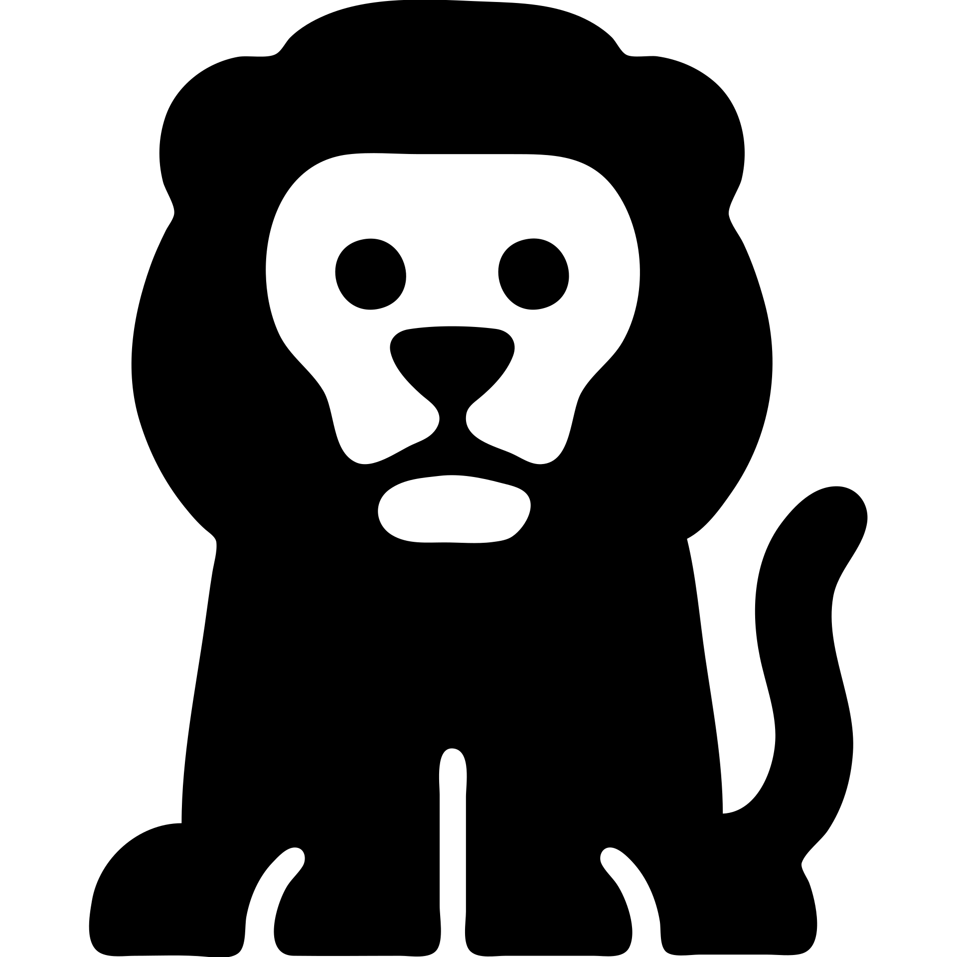 a black lion with a gold tooth, solid filled icon style emoji