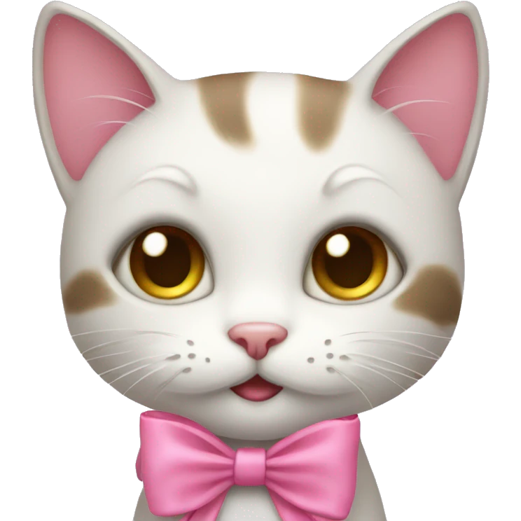 Cute kitty with Pink bow emoji