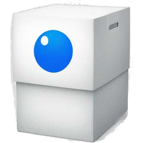 A white box with a bold blue circle with a white 'B' in the center." emoji