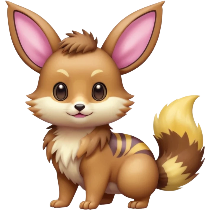 Kawaii Shiny Colorful Pastel Furret-Eevee-fusion Full Body emoji