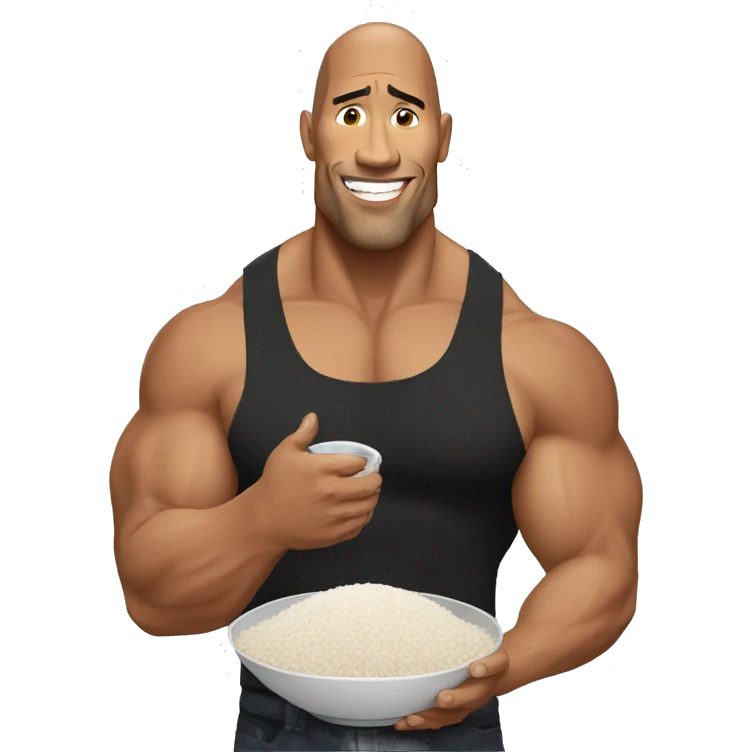 the rock with a bowl of rice in his hand emoji