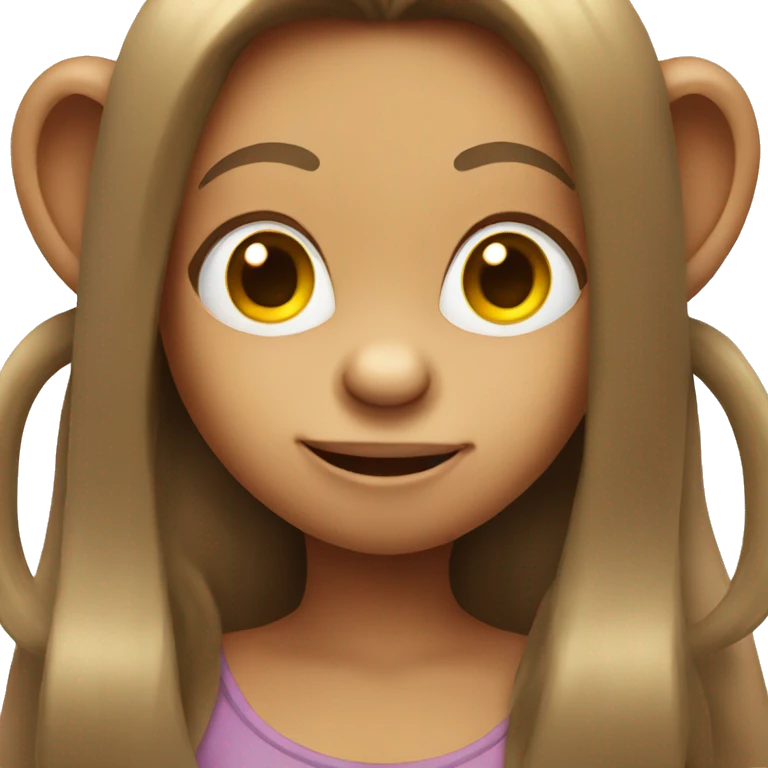 Girl Monkey with long brown hair emoji