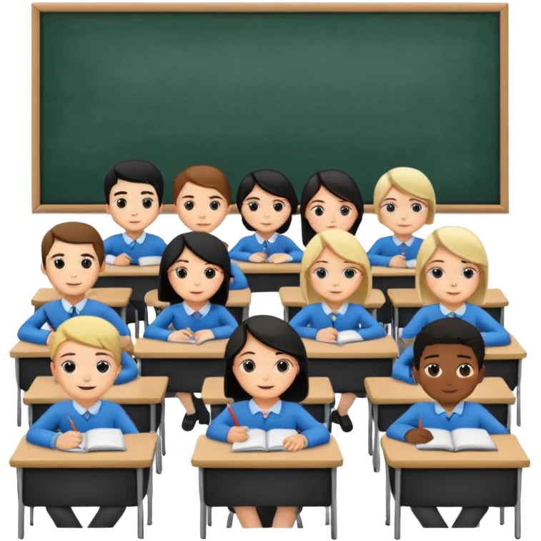 Создай комекс 24 учиника и учительницы в школе за партой emoji