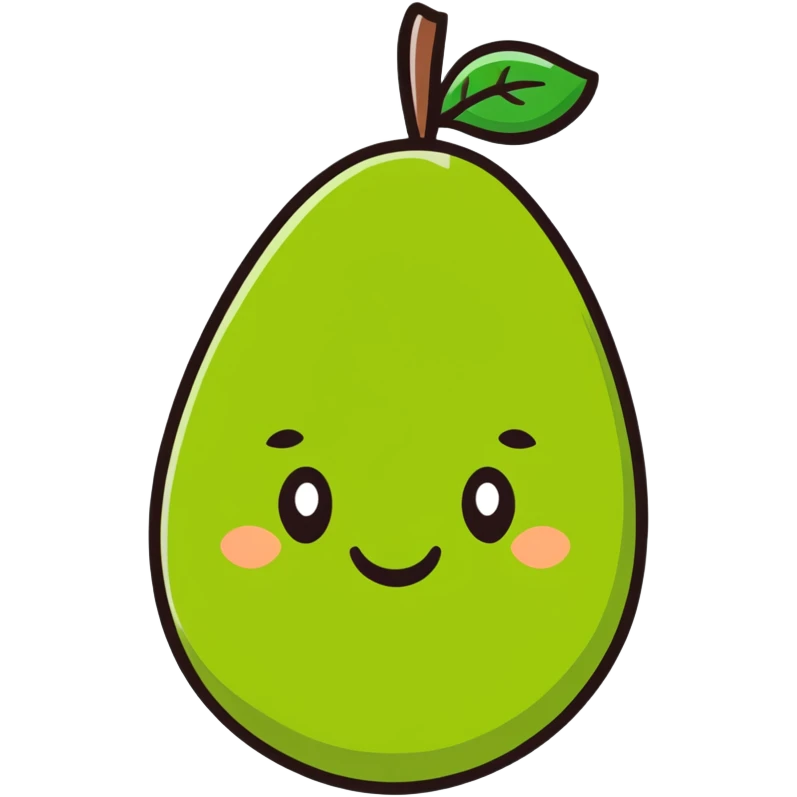 cartoon style avocado with a smiling face emoji