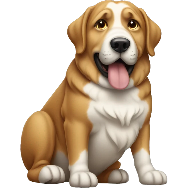 Man sitting in a big dog emoji