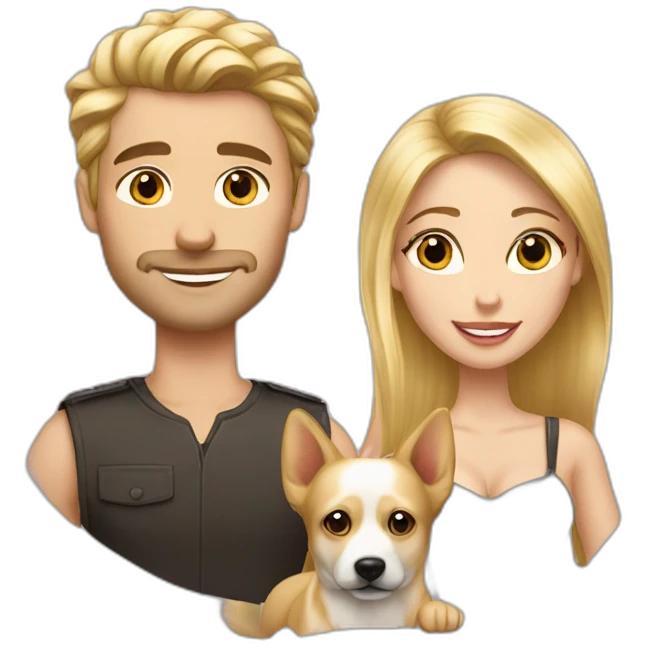blond-hair-sexy-man-and-girl-with-dog emoji