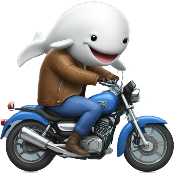 Whale in pants driving a motorcycle  emoji
