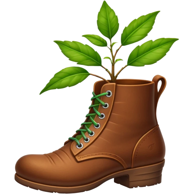 plant growing out of brown boot emoji