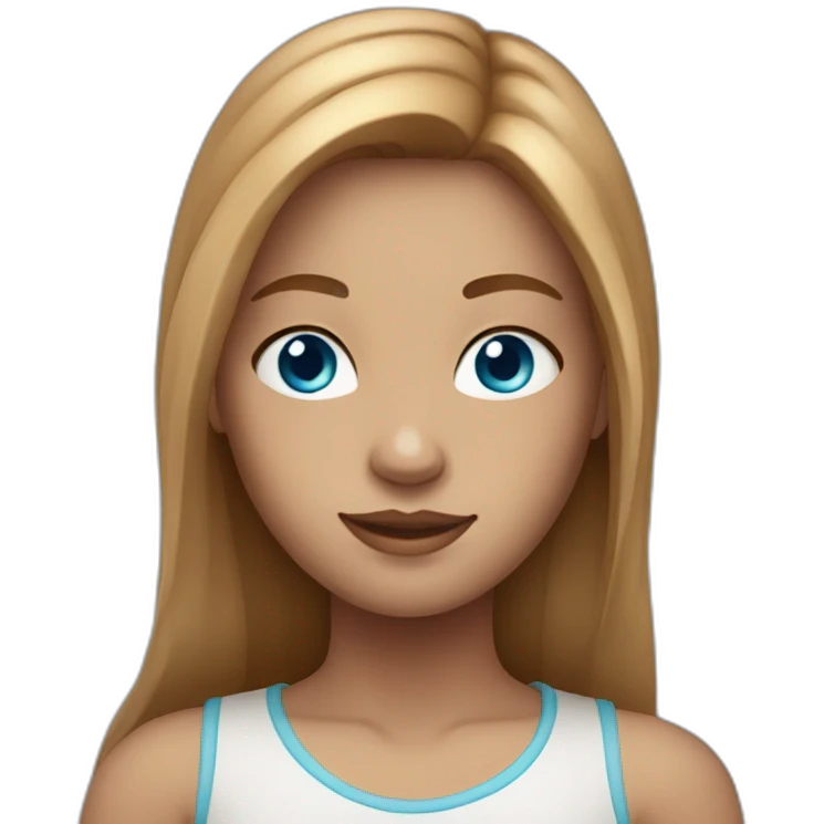 1 girl with light brown long hair, blue eyes and freckles emoji