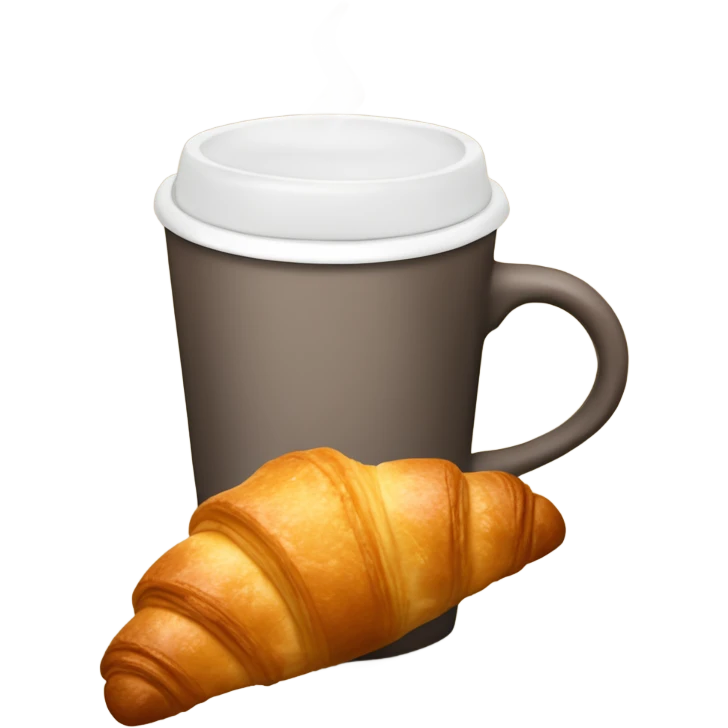 A cup of coffee with a croissant emoji