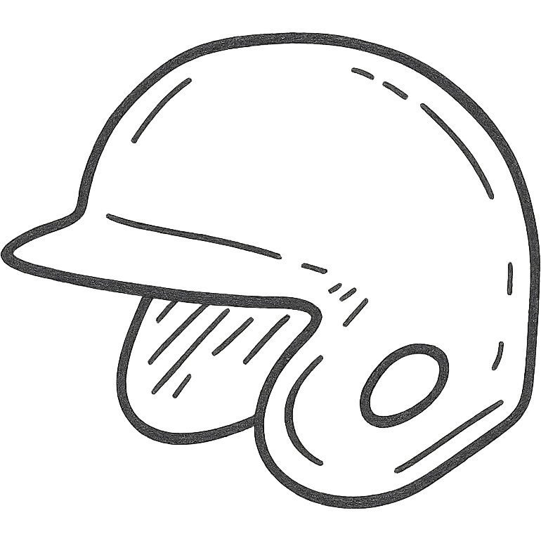 baseball helmet, hand drawn outline icon style, sketchy lines, no fill emoji
