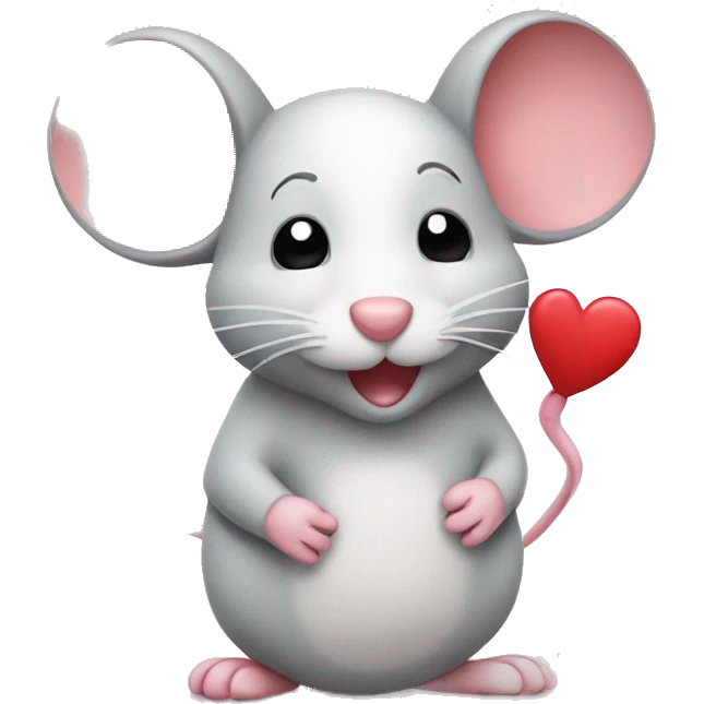 cute mouse with hearts emoji