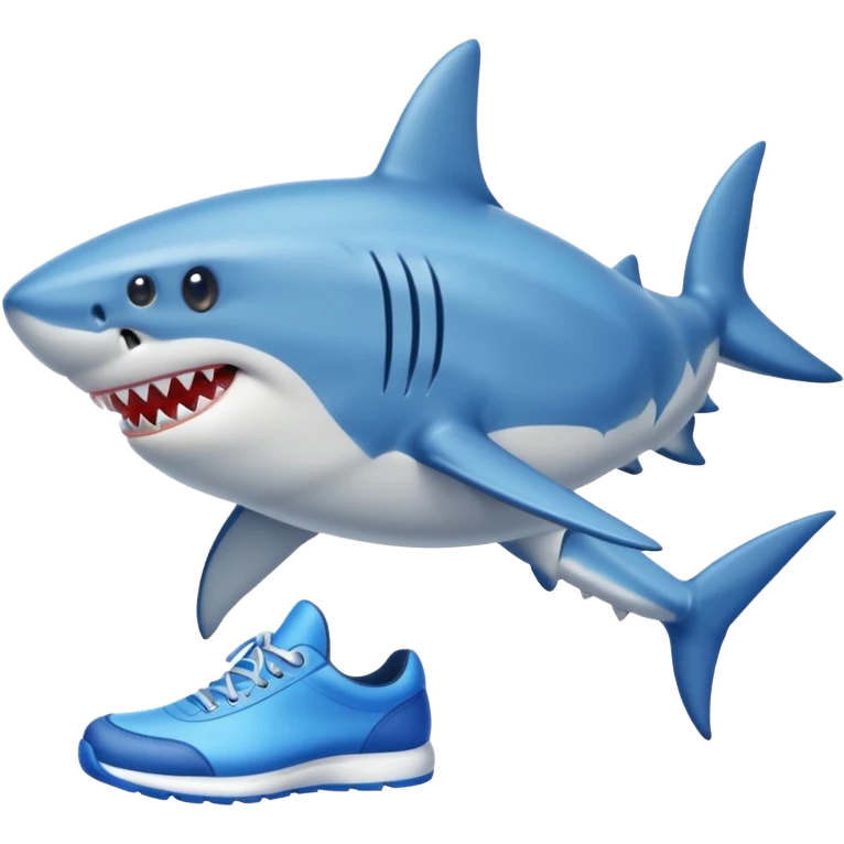Shark with legs wearing blue shoes emoji