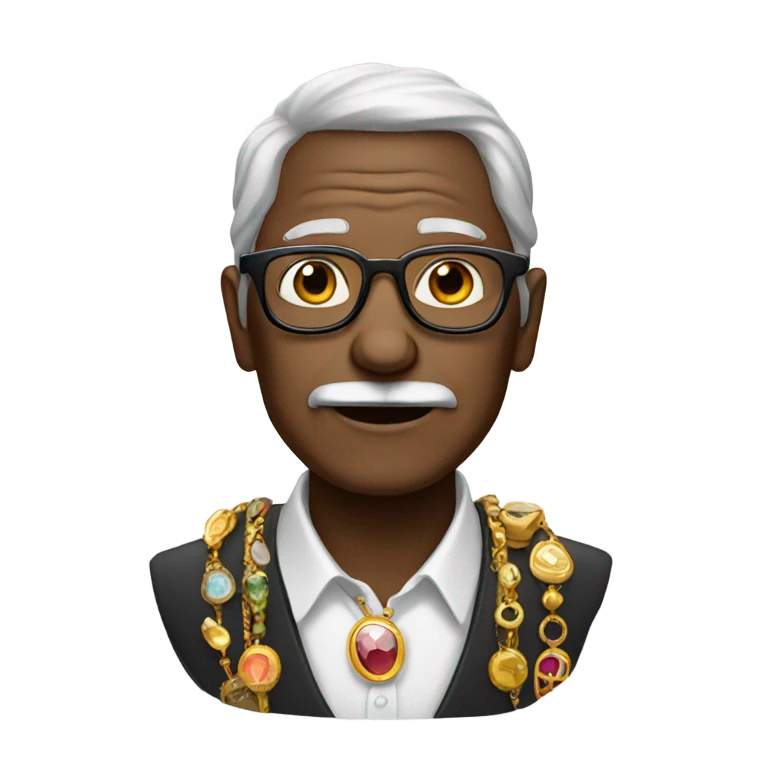 old man with glasses and jewelry emoji