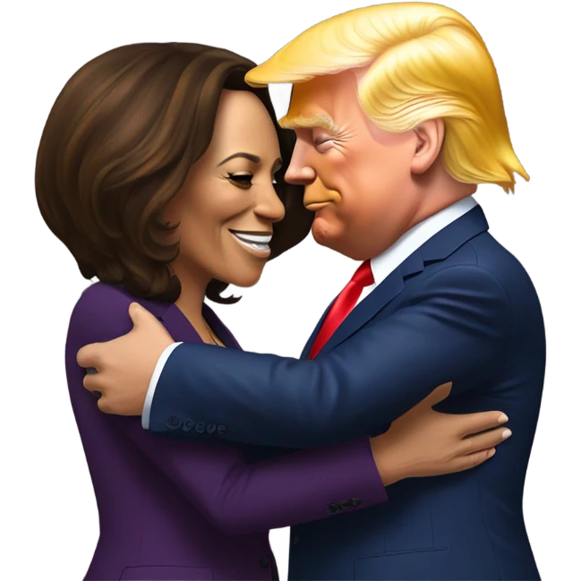 Kamala harris hugging trump emoji