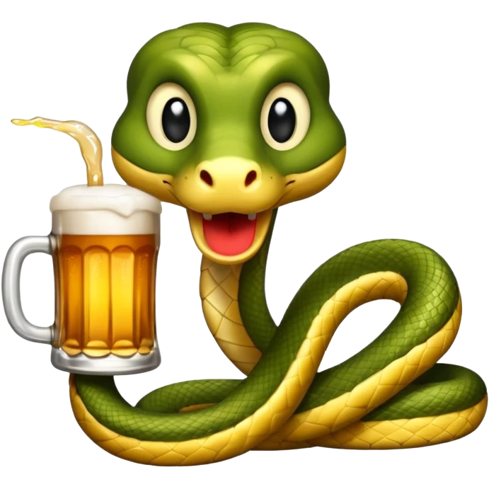 a snake with a glas of beer emoji