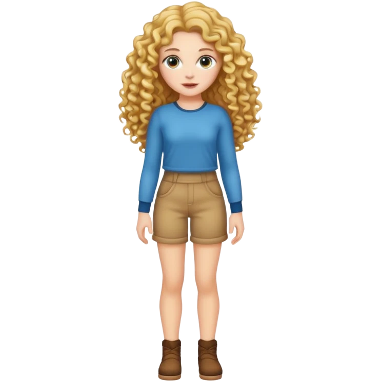 Long curly hair white girl full body  emoji