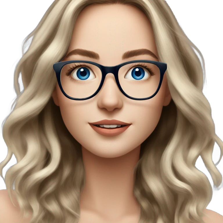 Shoulder length Balayage pale model lady with glasses and blue eyes happy  emoji