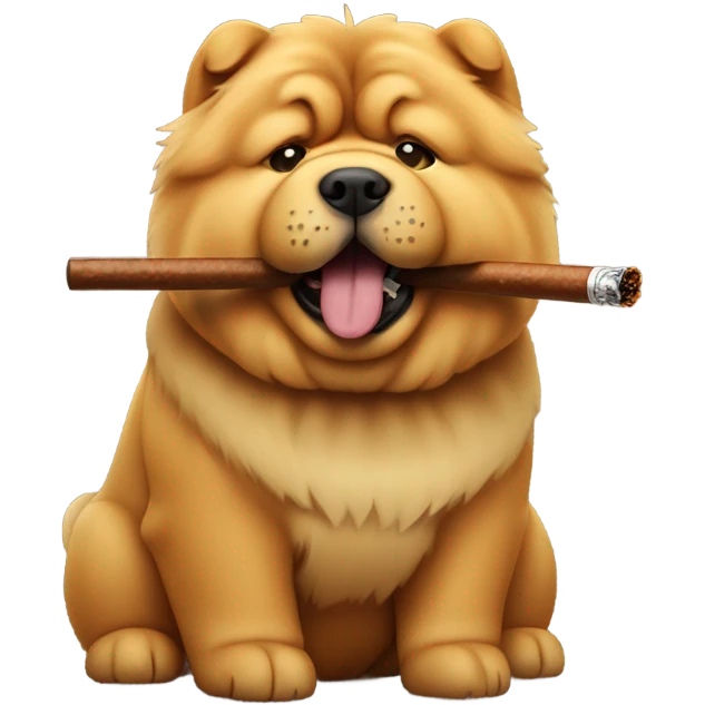 chow chow dog holding cigar  emoji