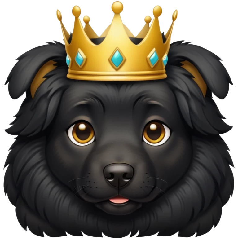 a black dog with a golden crown on his head emoji