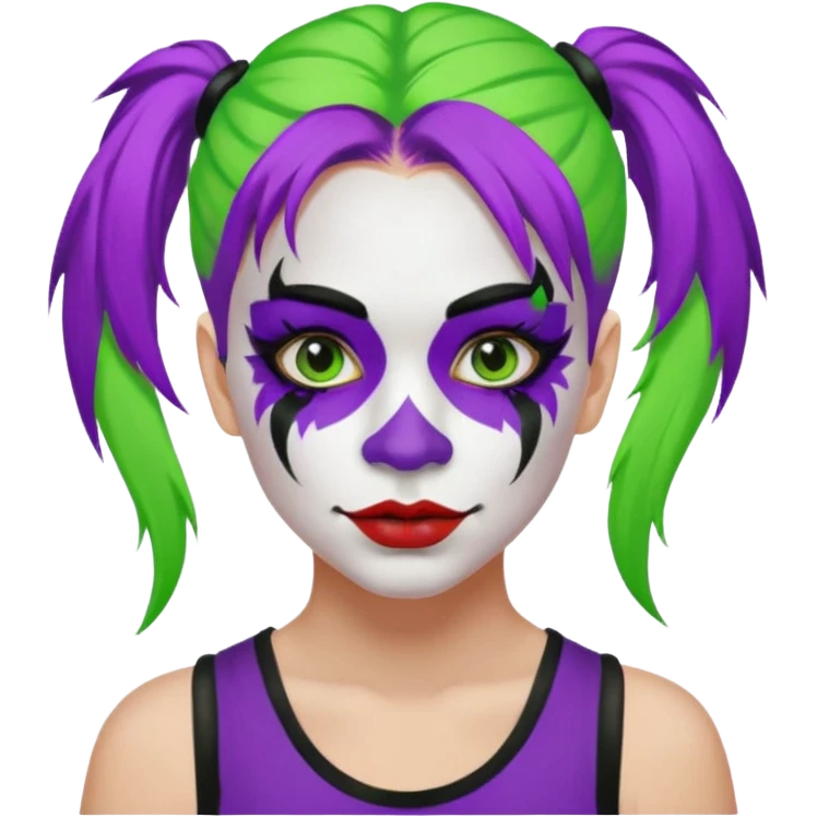 Make her a cute juggalette with neon green and purple hair emoji