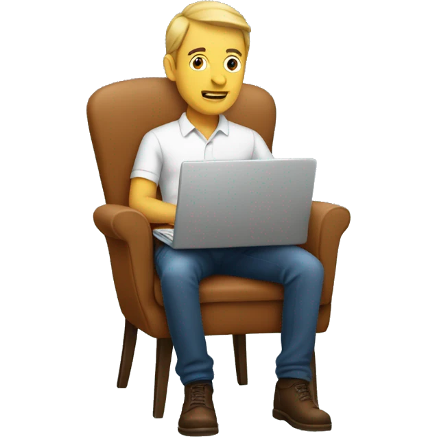 A man with laptop woking on a chair emoji